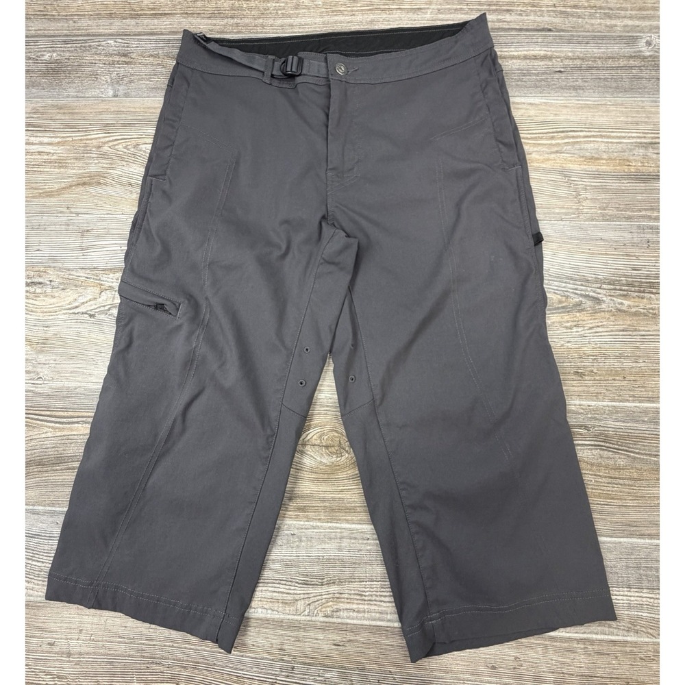 Prana Breathe Womens Gray Cargo Capri Adventure Pants M Cropped Hiking Gorpcore